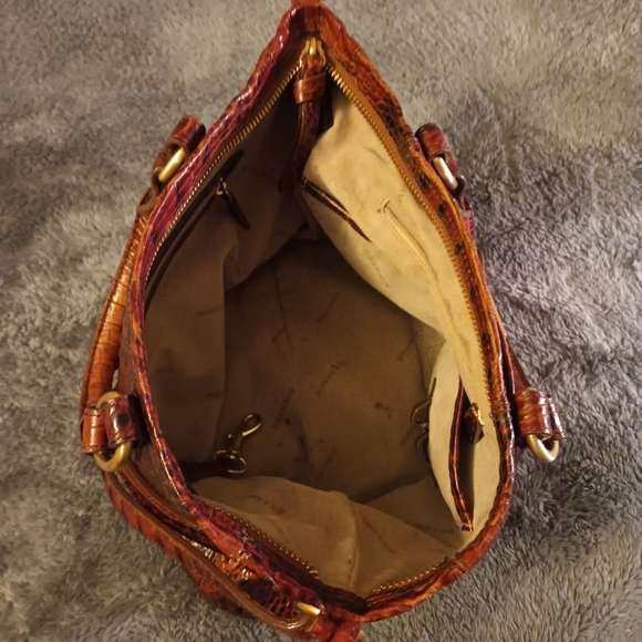 Brahmin Brown Croc-Embossed Leather Crossbody Satchel - Picture 9 of 10